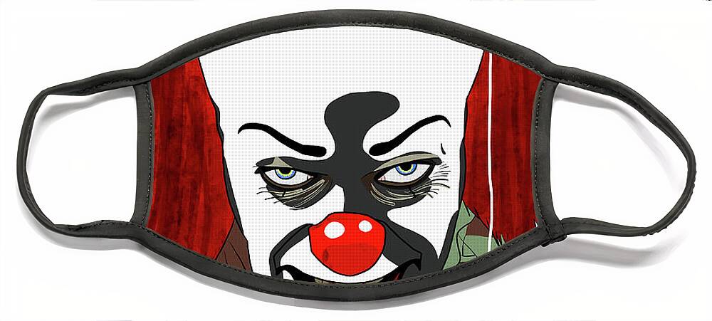 Tim Curry Face Mask featuring the digital art Tim Curry Pennywise IT by Marisol VB