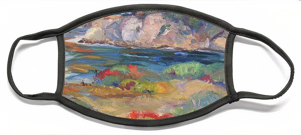 Timber Cove Face Mask featuring the painting Timber Cove in Fall by John McCormick