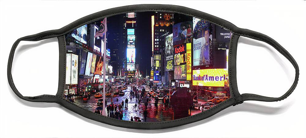 Times Square Face Mask featuring the photograph Times Square by Mike McGlothlen