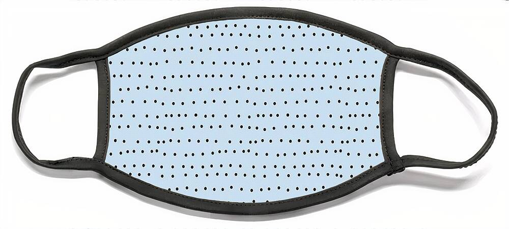 Dots Face Mask featuring the digital art Tiny Black Dots On Light Blue by Ashley Rice