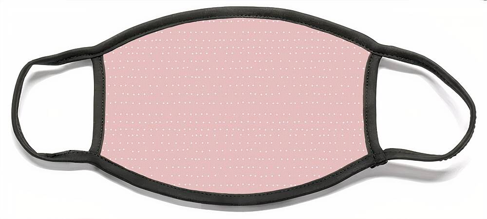 Dots Face Mask featuring the digital art Tiny White Dot Lines On Baby Pink by Ashley Rice