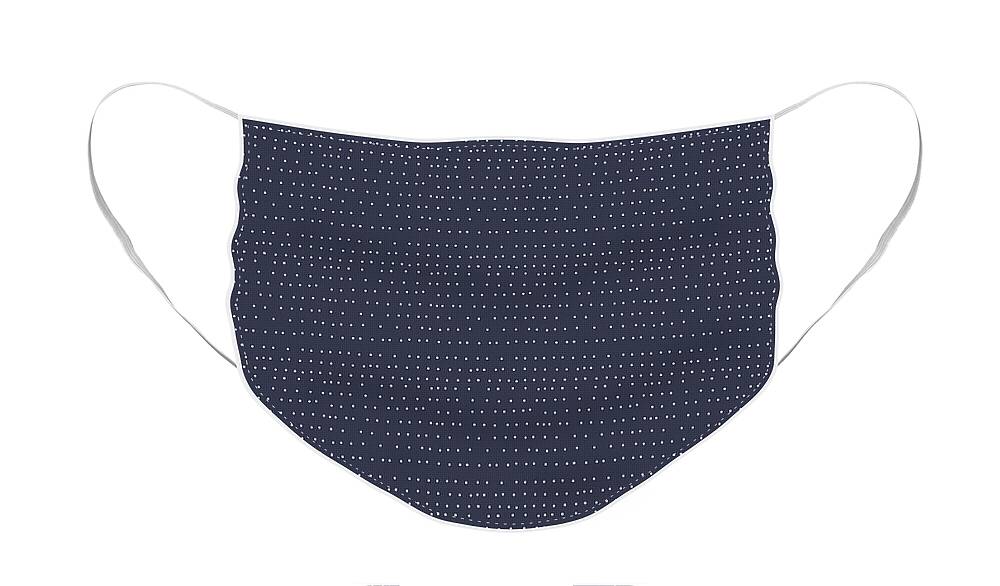 Dots Face Mask featuring the digital art Tiny White Dot Lines On Denim by Ashley Rice