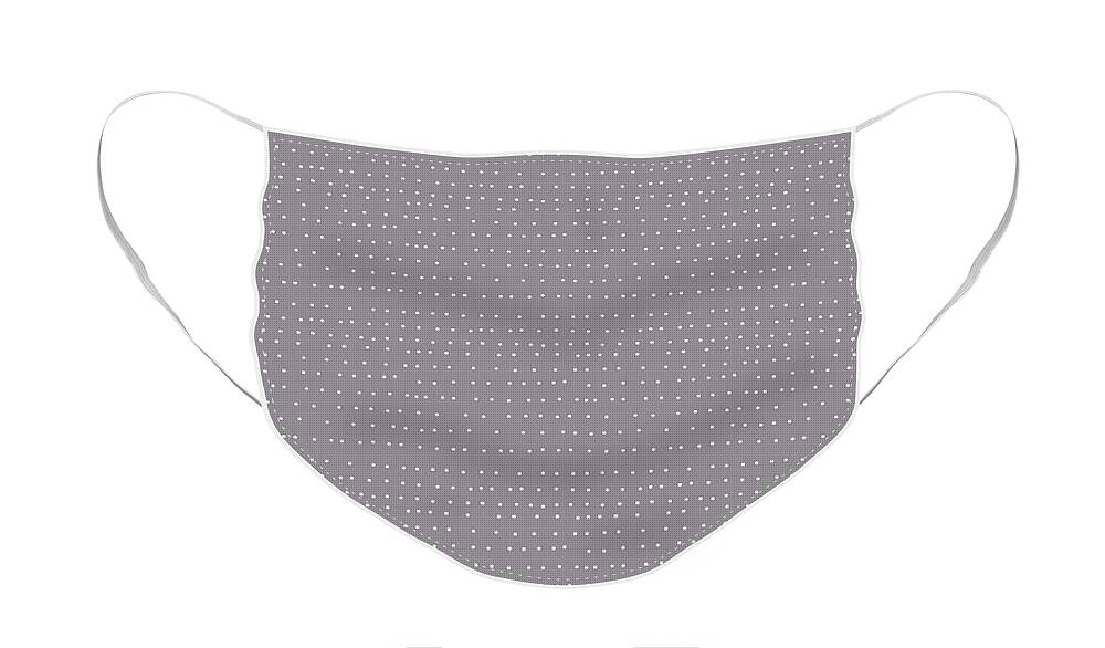 Pattern Face Mask featuring the digital art Tiny White Dots On Gray by Ashley Rice