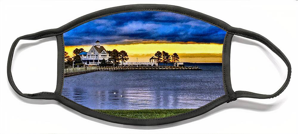 Photo Face Mask featuring the photograph Tilghman Island Yacht Club by Anthony M Davis
