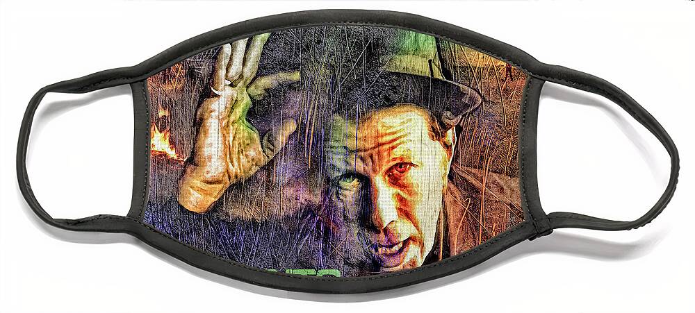 Tom Waits Face Mask featuring the digital art Tom Waits by Mal Bray