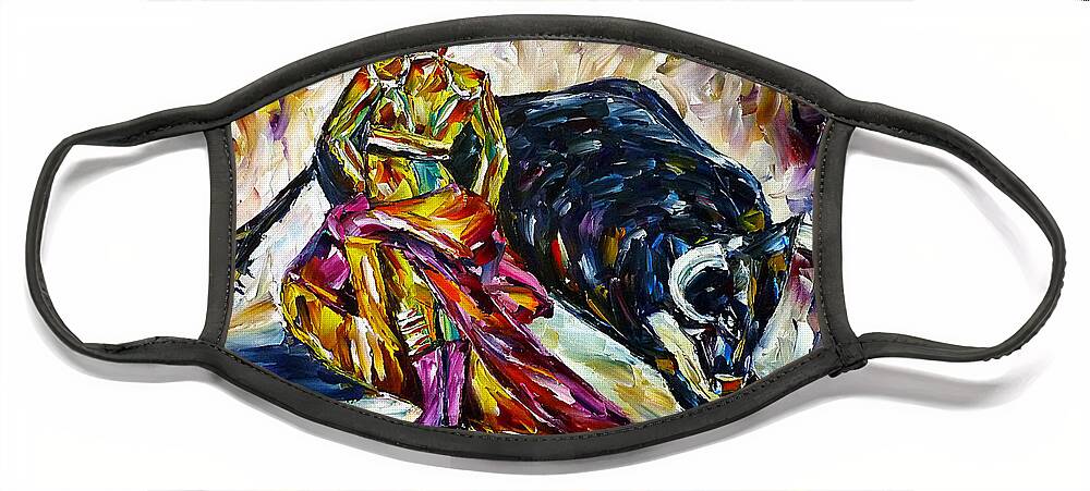 Torero Abstract Painting Face Mask featuring the painting Torero by Mirek Kuzniar