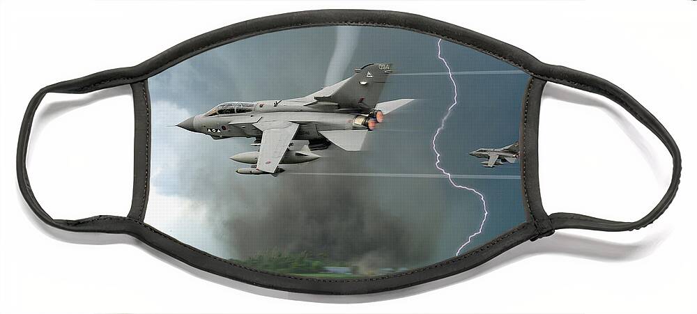 Panavia Face Mask featuring the digital art Tornados In The Storm by Custom Aviation Art
