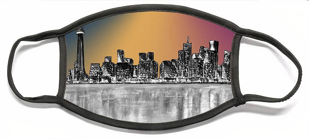 Cityscapes Face Mask featuring the mixed media Toronto City Lights by Kelly Mills