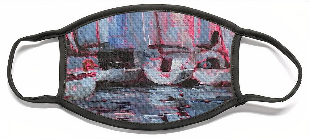 Toronto Harbour Face Mask featuring the painting Toronto Harbour by Sheila Romard