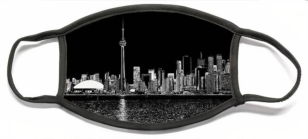 Toronto Face Mask featuring the digital art Toronto Ontario Canada Black and white Skyline Photo 187 by Lucie Dumas