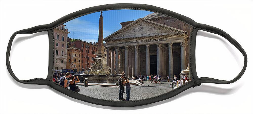 Ancient Face Mask featuring the photograph Tourists at the Pantheon by Matthew DeGrushe