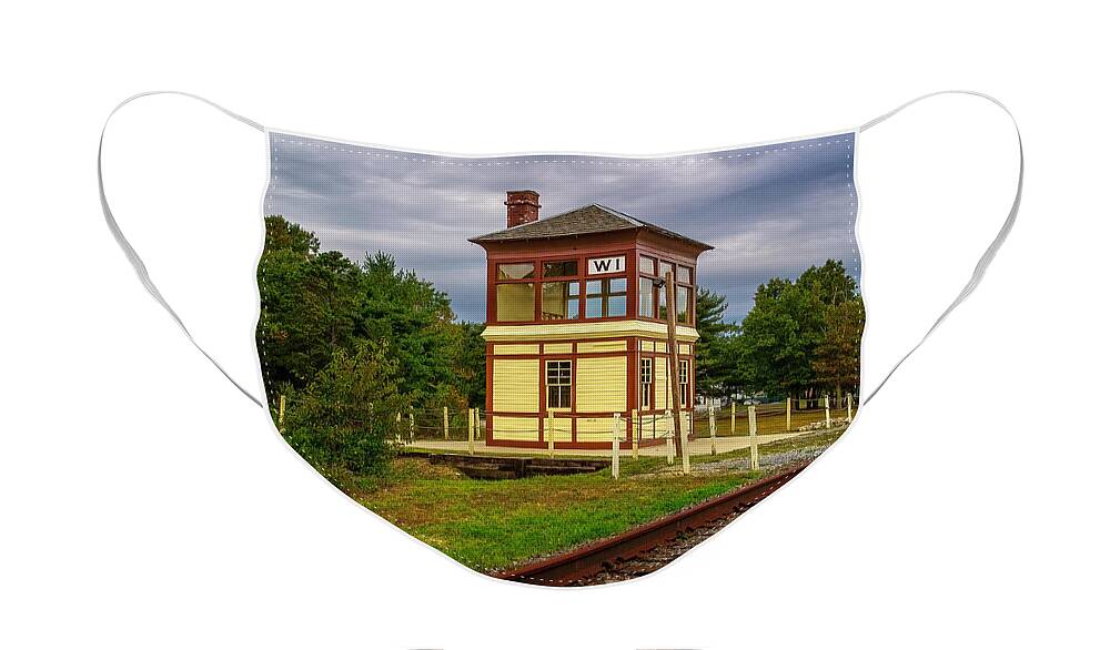 Swswitch Face Mask featuring the photograph Tower by the Tracks by Nick Zelinsky Jr