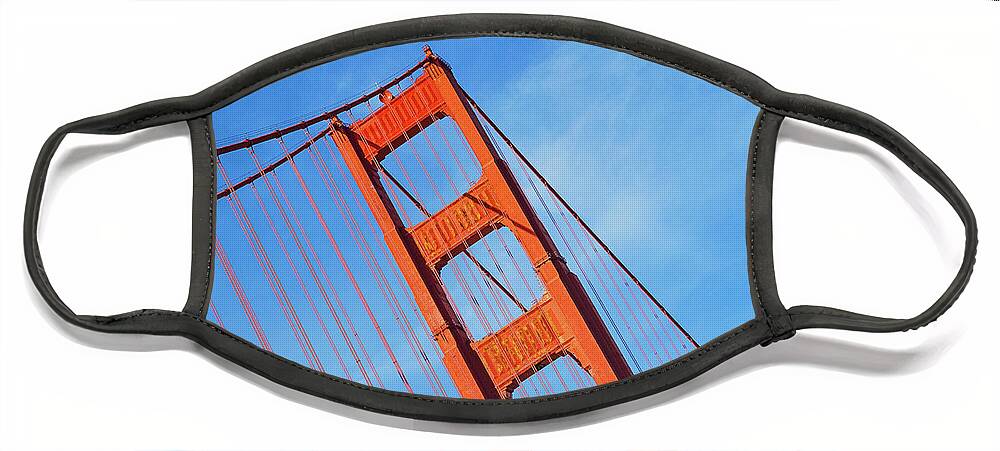 Golden Gate Bridge Face Mask featuring the photograph Towering Golden Gate by Melanie Alexandra Price