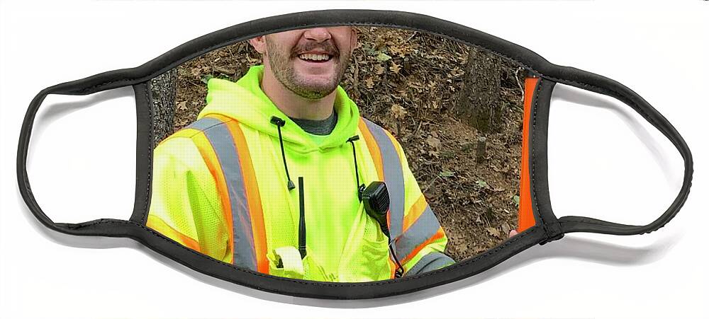 Photograph Traffic Worker Stop Slow Face Mask featuring the photograph Traffic Guy by Beverly Read