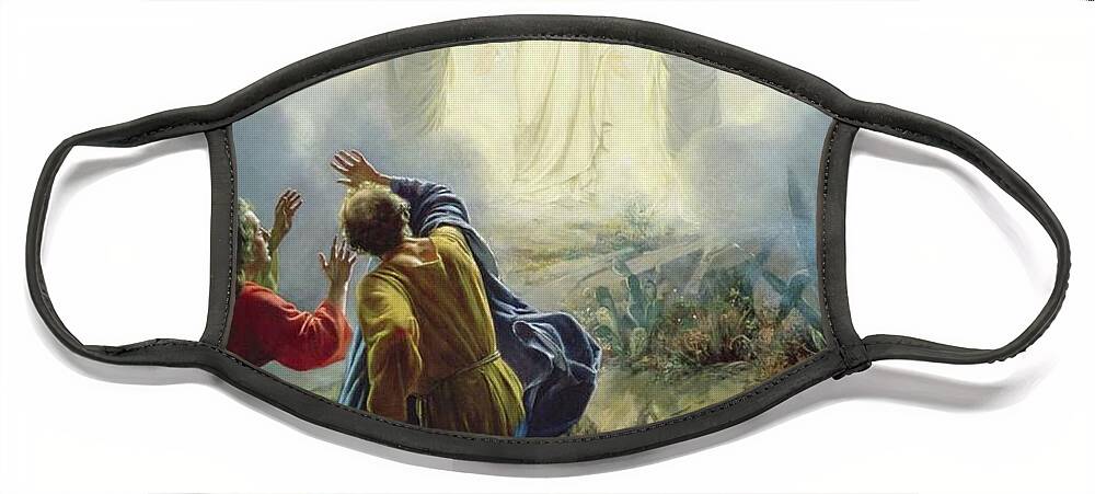 Christian Face Mask featuring the painting Transfiguration of Jesus by Carl Bloch