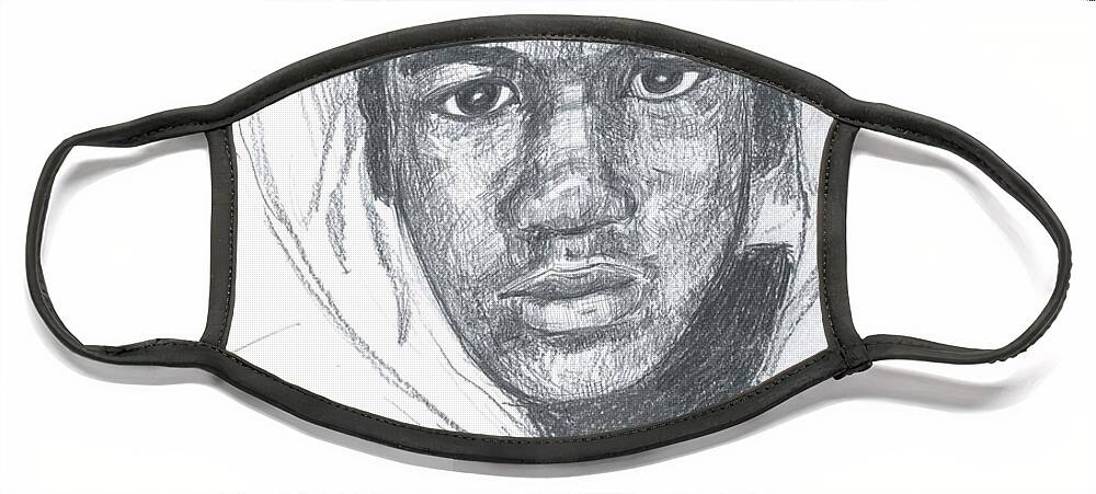 Trayvon Martin Face Mask featuring the drawing Travyon Martin by Eileen Backman