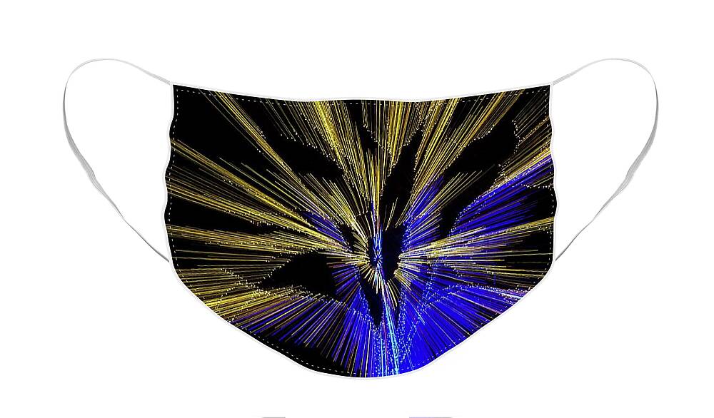Lens Face Mask featuring the photograph Tree Burst of Blue and Yellow by Liza Eckardt
