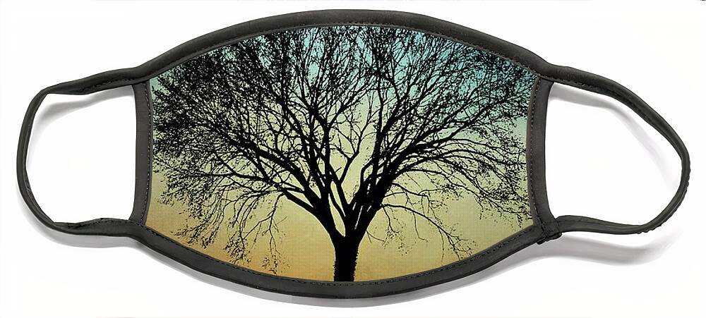 Tree Face Mask featuring the digital art Tree Silhouette Design 178 by Lucie Dumas