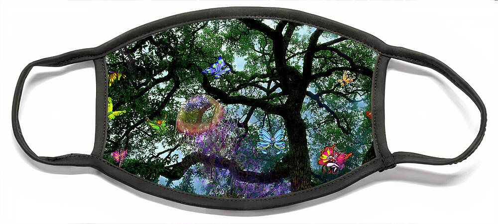 Tree Face Mask featuring the digital art Tree Spirits by Kevin Middleton