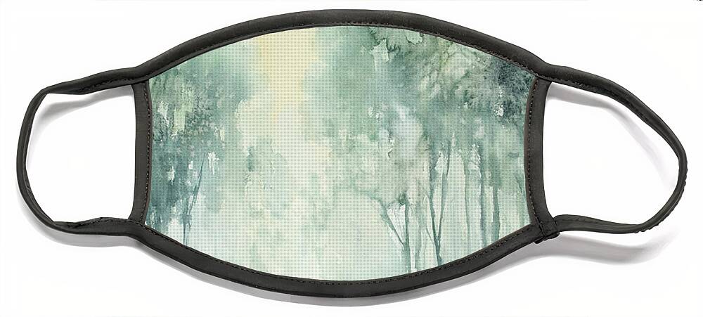Trees Face Mask featuring the painting Sunlit Trees by Katrina Nixon
