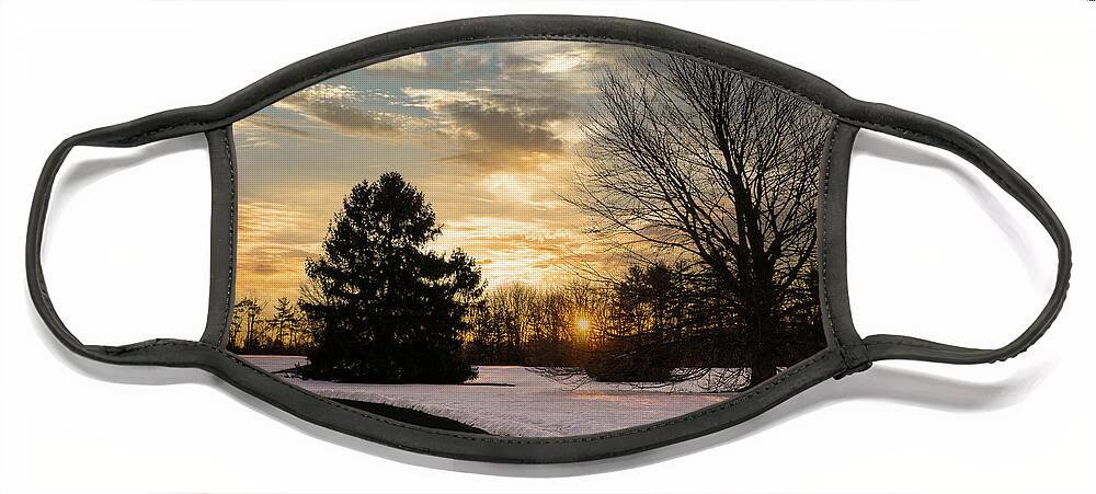 Sunrise Face Mask featuring the photograph Trexler Park - Upper Paths Winter Sunrise Traditional by Jason Fink