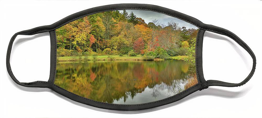 Pond In Autumn Face Mask featuring the photograph Triangle Lake by Steve Templeton