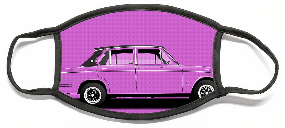 Sports Car Face Mask featuring the digital art Triumph Dolomite Sprint. Pink Edition. Customisable to YOUR colour choice. by Moospeed Art