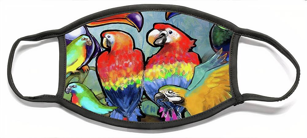 Bird Face Mask featuring the painting Tropical Birds by Kevin Middleton