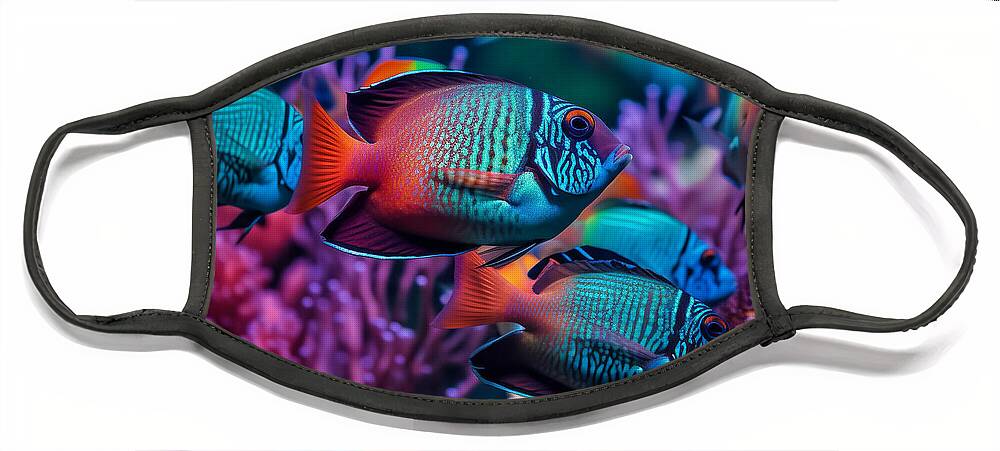 Tropical Face Mask featuring the digital art Tropical Fish IV by Jay Schankman