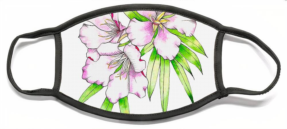 Tropical Face Mask featuring the painting Tropical Flower in Opera Rose by Catherine Bede