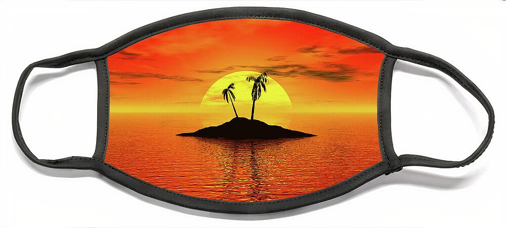 Sunset Face Mask featuring the digital art Tropical Island by Phil Perkins