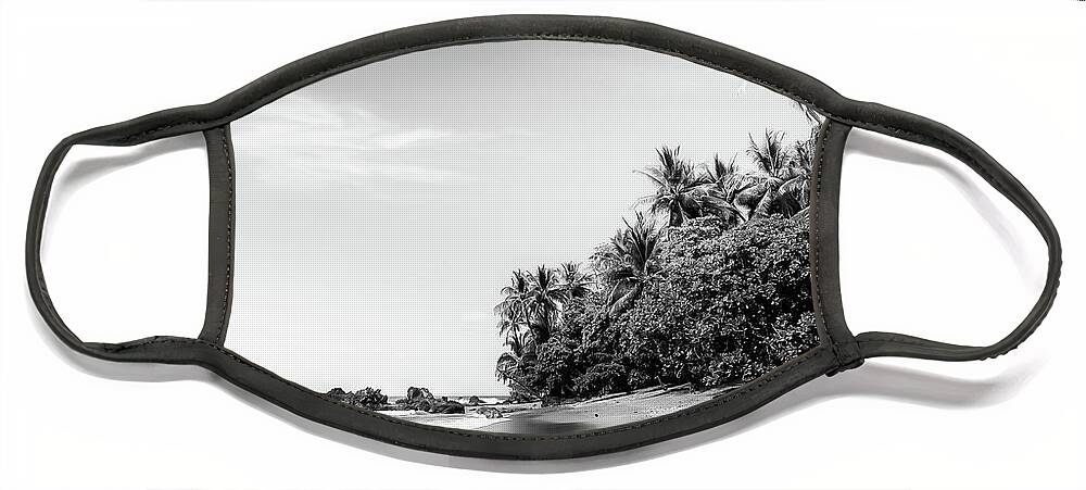 Tropical Face Mask featuring the photograph Tropical Paradise Beach in Black and White by Nicklas Gustafsson