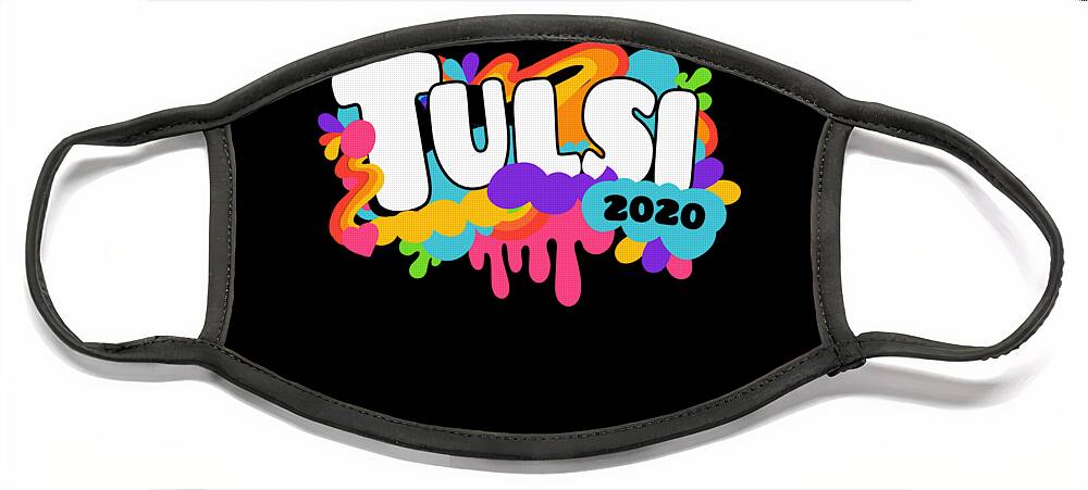 Election Face Mask featuring the digital art Tulsi Gabbard For President 2020 Retro by Flippin Sweet Gear