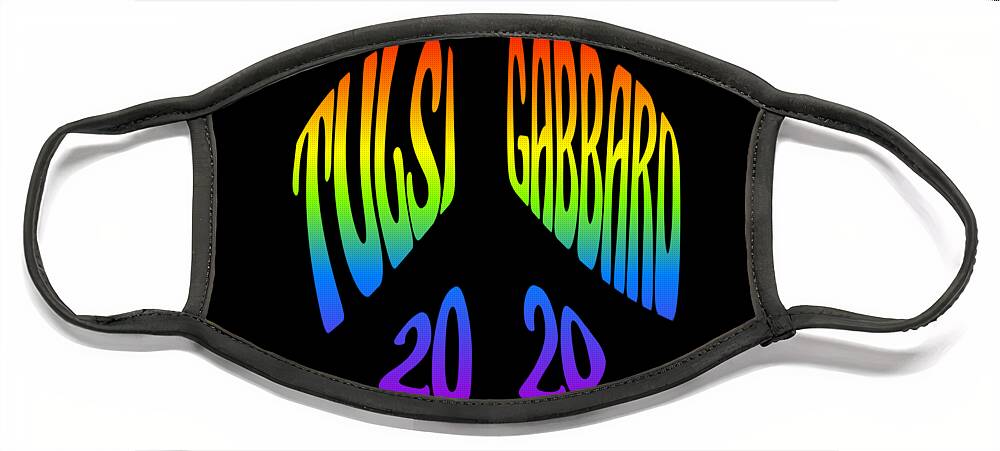 Election Face Mask featuring the digital art Tulsi Gabbard Peace in 2020 Rainbow by Flippin Sweet Gear