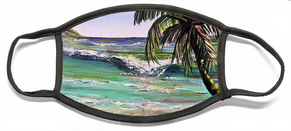 Palm Face Mask featuring the painting Turquoise Bay by Kelly Smith