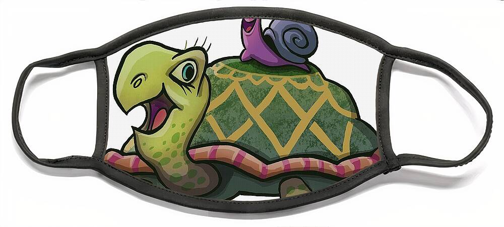 Turtle Snail Face Mask featuring the digital art Turtle and Snail by Don Morgan