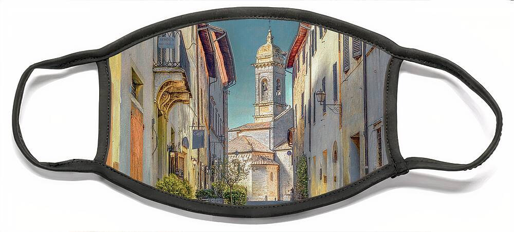 Italy Face Mask featuring the photograph Tuscan Hill Town of San Quirico d'Orcia, Painterly by Marcy Wielfaert