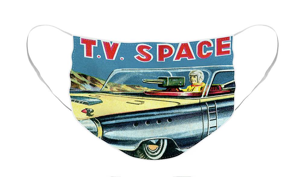 Vintage Toy Posters Face Mask featuring the drawing T.V. Space Patrol Car by Vintage Toy Posters