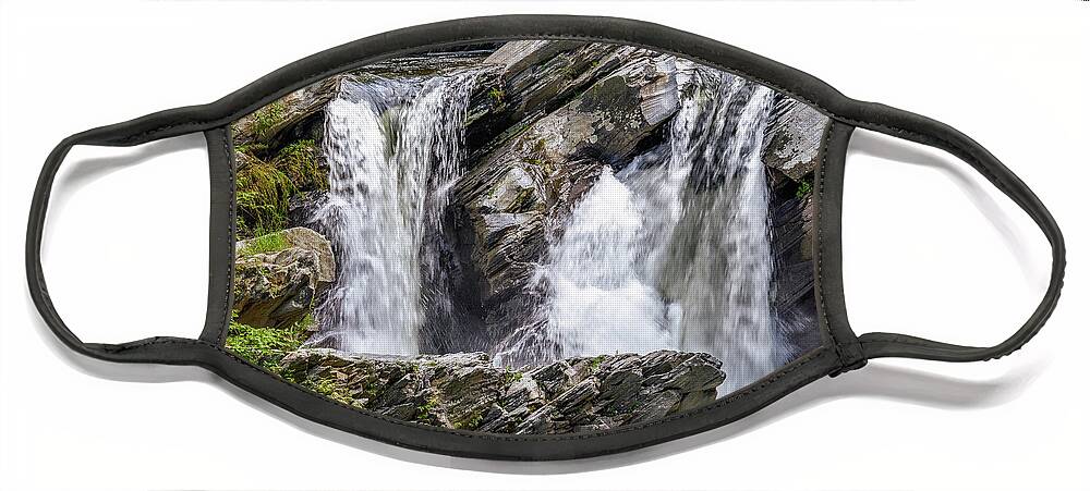 Landscape Face Mask featuring the photograph Twin Falls Upper Level by Mike Whalen