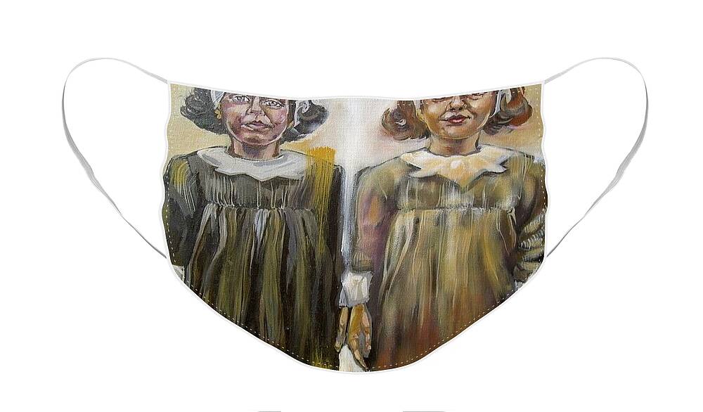  Face Mask featuring the painting Twins by Try Cheatham