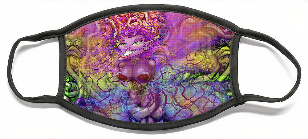 Twisted Face Mask featuring the digital art Twisted Rainbow Pixie Magic by Kevin Middleton