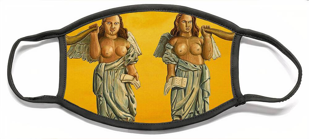 Angels Face Mask featuring the mixed media Two Pissed Off Angels by Lorena Cassady