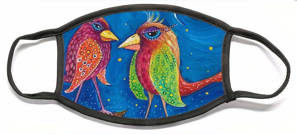 Twolittlebirds Face Mask featuring the painting Two Little Birds by Tanielle Childers