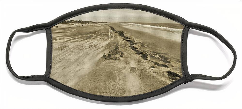 Tybee Island Face Mask featuring the photograph Tybee Island Beach Sand Castle by Theresa Fairchild