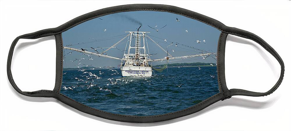  Face Mask featuring the photograph Tybee Island Fishing Boat by Annamaria Frost