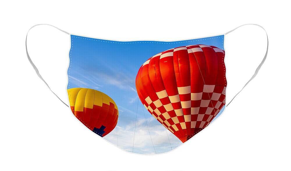 Hot Air Balloons Face Mask featuring the photograph Up Up And Away Florida Hot Air Ballon Festival Tethered Balloons by L Bosco