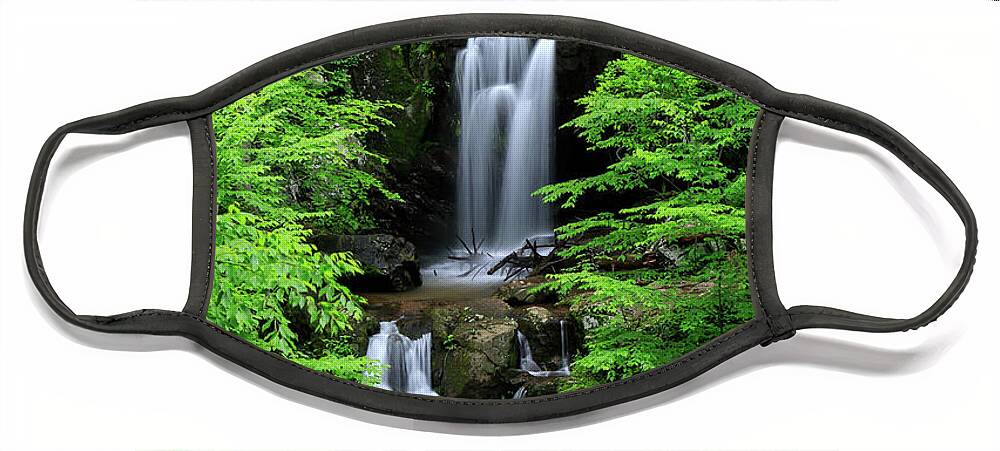 Upper Doyles River Falls Face Mask featuring the photograph Upper Doyles River Falls by Chris Berrier