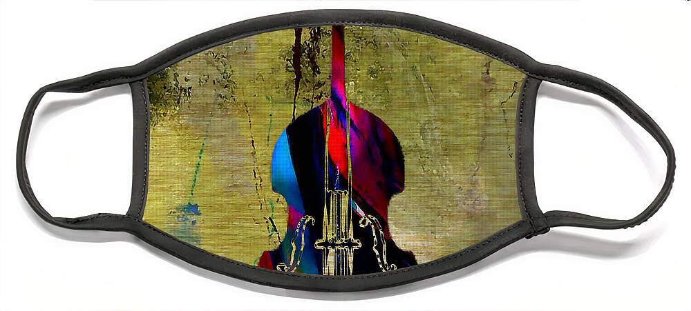 Upright Bass Face Mask featuring the mixed media Upright Bass by Marvin Blaine