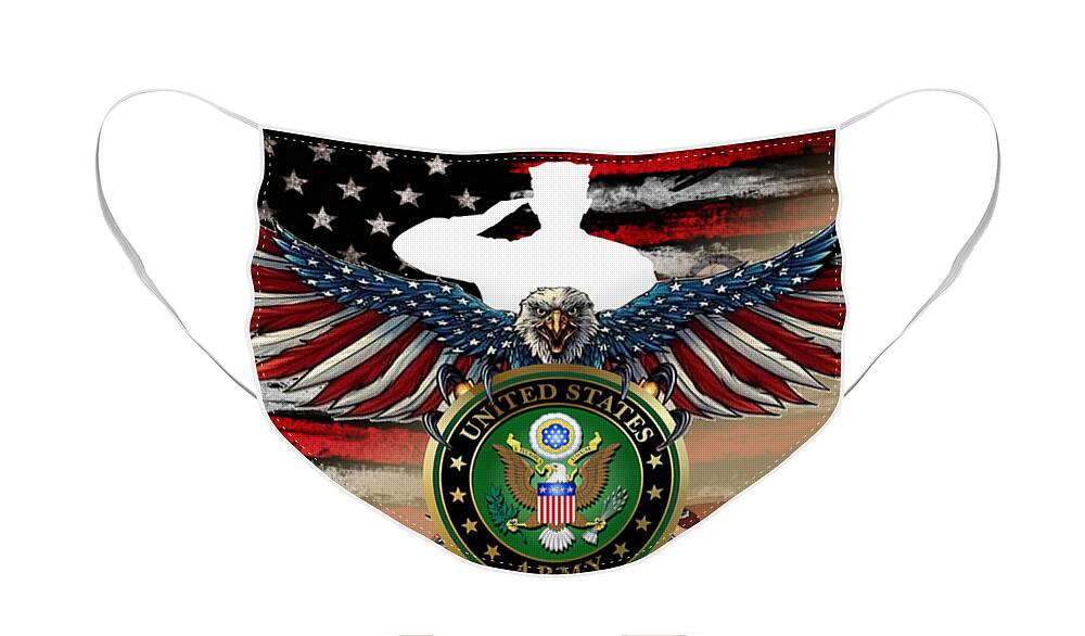 Us Face Mask featuring the digital art US Army With Eagle by Bill Richards