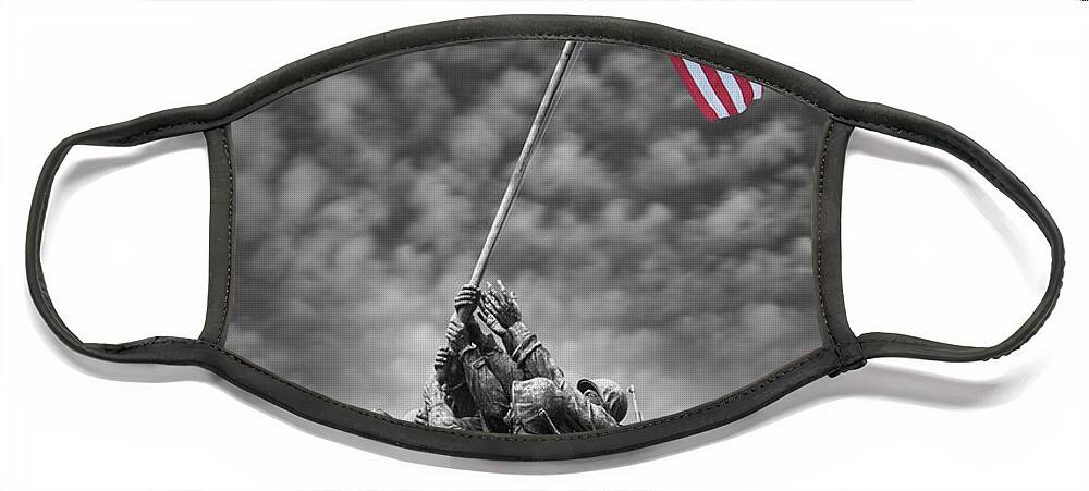 Marine Corp Face Mask featuring the photograph US Marine Corps War Memorial by Mike McGlothlen